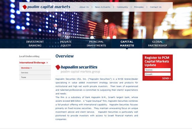 Poalim Capital Markets website