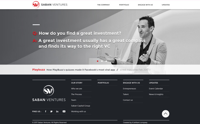 Saban Venture Home page